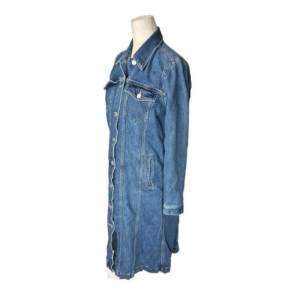 GAP Denim Jacket Midi Dress Button Front in Medium Wash - Picture 2 of 6